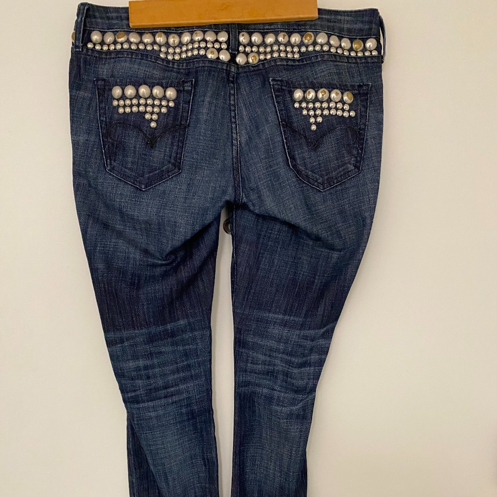 soft denim jeans with silver studs